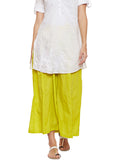Yellowish Green Flared Cotton Palazzos