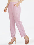 LYLA WOMEN KHADI STRAIGHT PANT SCHIFFLI WORK