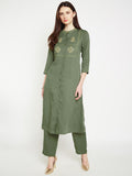 LYLA Woman YOKE EMBROIDERED FRONT OPEN KURTA