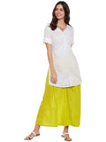 Yellowish Green Flared Cotton Palazzos