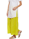 Yellowish Green Flared Cotton Palazzos