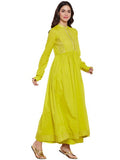 Green flared anarkali with gota work