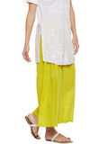 Yellowish Green Flared Cotton Palazzos