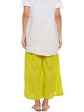Yellowish Green Flared Cotton Palazzos