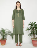 LYLA Woman YOKE EMBROIDERED STRAIGHT KURTA