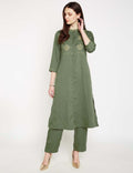 LYLA Woman YOKE EMBROIDERED FRONT OPEN KURTA