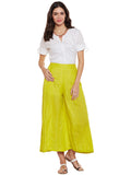 Yellowish Green Flared Cotton Palazzos