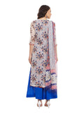 Blue Cotton Kurta With Kota Jacket & Chiffon Dupatta