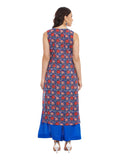 Blue Cotton Kurta With Kota Jacket & Chiffon Dupatta