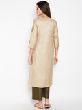 Lyla Woman Muga Silk Panelled Kurta with Pocket Detail