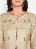Lyla Woman Muga Silk Panelled Kurta with Pocket Detail