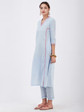 LYLA WOMAN STRAIGHT CONTRAST CHIKANKARI KURTA