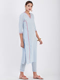LYLA WOMAN STRAIGHT CONTRAST CHIKANKARI KURTA