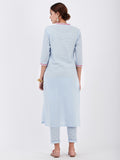 LYLA WOMAN STRAIGHT CONTRAST CHIKANKARI KURTA