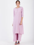 LYLA WOMAN STRAIGHT KHADI KURTA WITH NECK EMBROIDERY