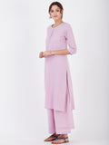 LYLA WOMAN STRAIGHT KHADI KURTA WITH NECK EMBROIDERY