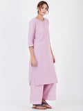 LYLA WOMAN STRAIGHT KHADI KURTA WITH NECK EMBROIDERY