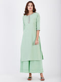 LYLA WOMAN STRAIGHT KHADI KURTA WITH NECK EMBROIDERY