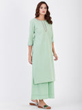LYLA WOMAN STRAIGHT KHADI KURTA WITH NECK EMBROIDERY