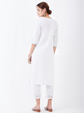 LYLA WOMAN STRAIGHT KHADI KURTA WITH PLACKET AND EMBROIDERY DETAILING