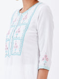 LYLA WOMAN STRAIGHT KHADI KURTA WITH PLACKET AND EMBROIDERY DETAILING