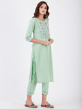LYLA WOMAN STRAIGHT KHADI KURTA WITH PLACKET AND EMBROIDERY DETAILING