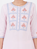 LYLA WOMAN STRAIGHT KHADI KURTA WITH PLACKET AND EMBROIDERY DETAILING