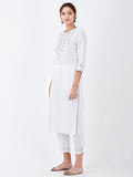 LYLA WOMAN STRAIGHT KHADI KURTA WITH MIRROR AND EMBROIDE\RY DETAILING