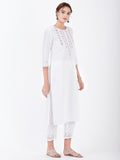 LYLA WOMAN STRAIGHT KHADI KURTA WITH MIRROR AND EMBROIDE\RY DETAILING