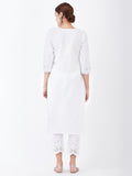 LYLA WOMAN STRAIGHT KHADI KURTA WITH MIRROR AND EMBROIDE\RY DETAILING