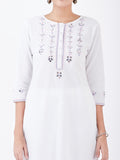 LYLA WOMAN STRAIGHT KHADI KURTA WITH MIRROR AND EMBROIDE\RY DETAILING