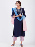 LYLA WOMAN STRAIGHT KHADI KURTA WITH MIRROR AND EMBROIDERY DETAILING