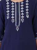 LYLA WOMAN STRAIGHT KHADI KURTA WITH MIRROR AND EMBROIDERY DETAILING