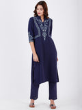 LYLA WOMAN STRAIGHT KHADI KURTA WITH YOKE EMBROIDERY DETAILING