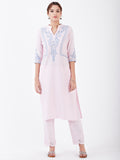 LYLA WOMAN STRAIGHT KHADI KURTA WITH YOKE EMBROIDERY DETAILING