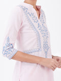 LYLA WOMAN STRAIGHT KHADI KURTA WITH YOKE EMBROIDERY DETAILING