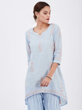 LYLA WOMAN SHORT KURTA WITH CONTRAST CHIKANKARI WORK