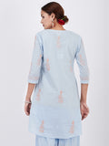 LYLA WOMAN SHORT KURTA WITH CONTRAST CHIKANKARI WORK