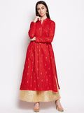 Lyla Cotton Kurta With Gold Block Print Motifs