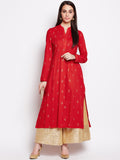 Lyla Cotton Kurta With Gold Block Print Motifs