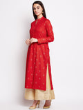 Lyla Cotton Kurta With Gold Block Print Motifs