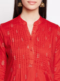 Lyla Cotton Kurta With Gold Block Print Motifs