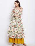FLORAL ANARKALI KURTA WITH RED PIPING
