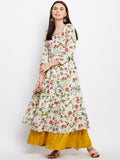FLORAL ANARKALI KURTA WITH RED PIPING
