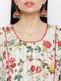 FLORAL ANARKALI KURTA WITH RED PIPING