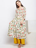 FLORAL ANARKALI KURTA WITH RED PIPING