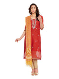 Red Chanderi Kurta With Yellow Kota Dupatta