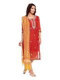 Red Chanderi Kurta With Yellow Kota Dupatta
