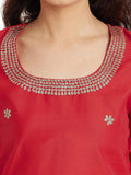 Pink Chanderi Kurta With Kota Dupatta