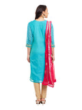 Sky Blue Chanderi Kurta With Bandhni Dupatta